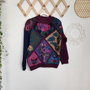 Eddie Bauer Vintage Embroidered Cowlneck Knit Sweater Women's S EUC